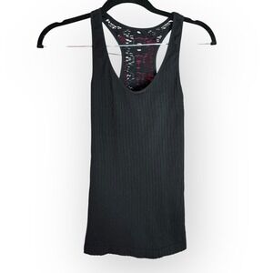 Free People Intimately Ribbed Lace‎ Tank XS Black Racerback Open Back Stretch